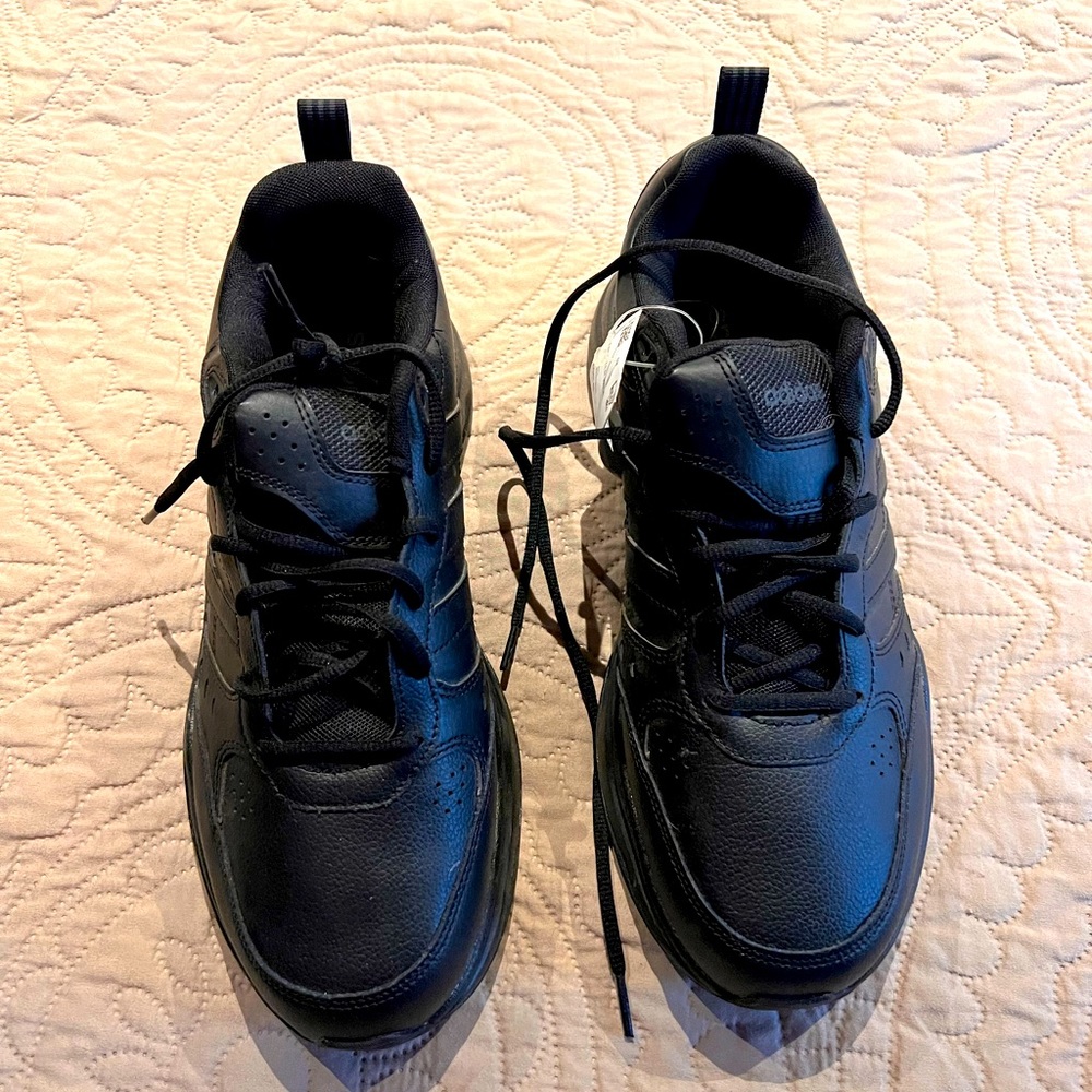 Adidas black leather runners